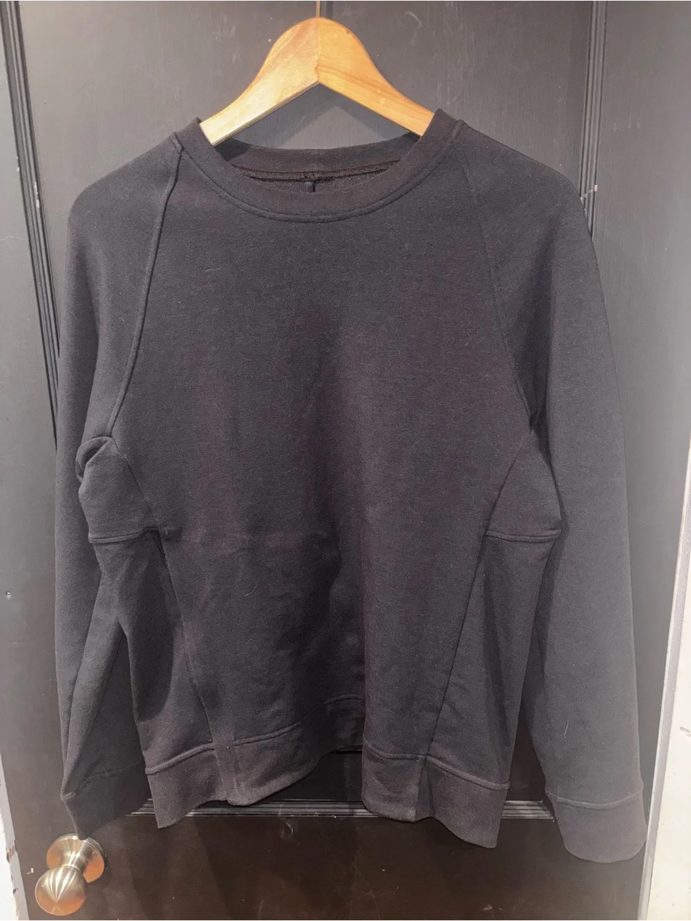 Lululemon Black Commuter Crew Neck Sweatshirt Hidden Zip Pocket Size SX